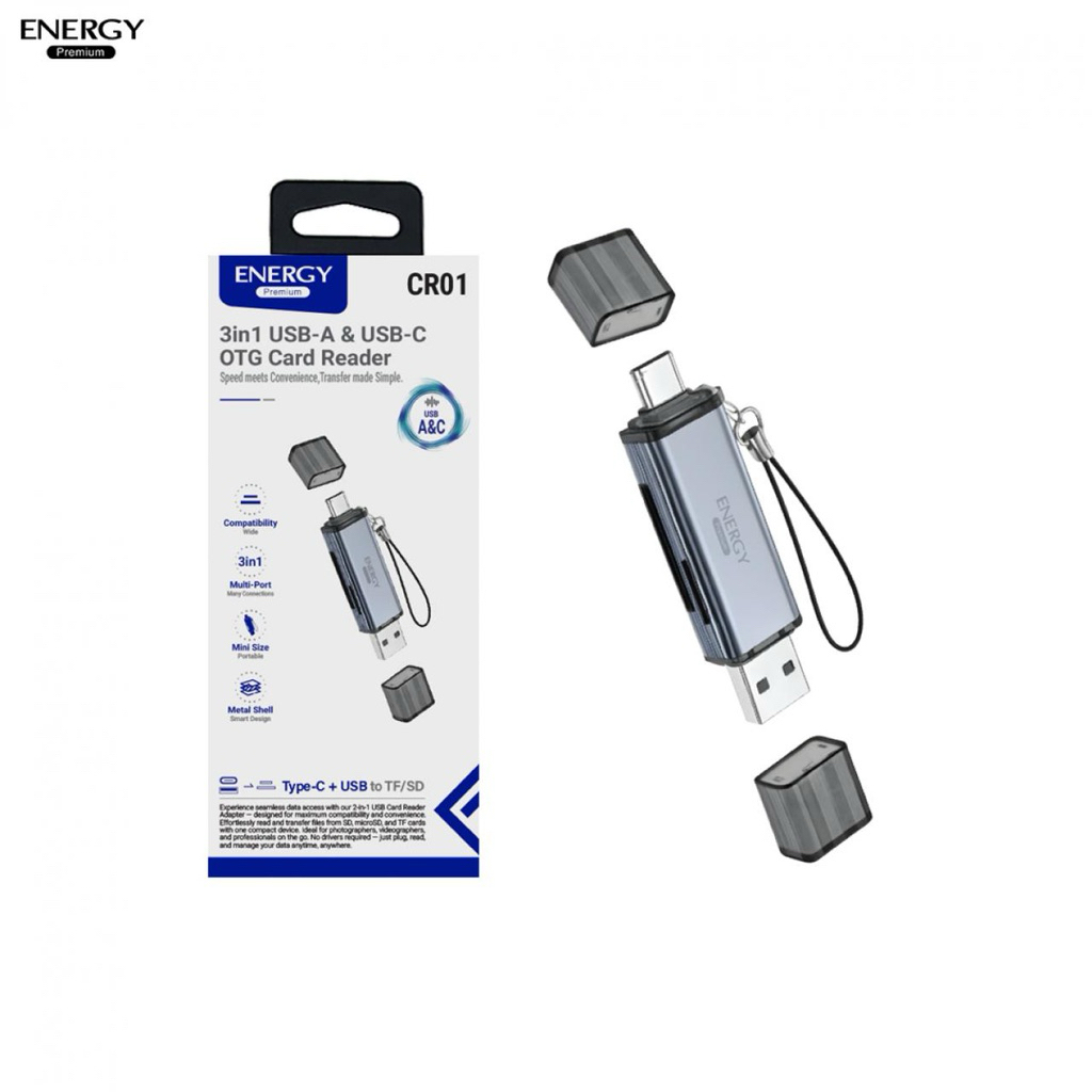 Energy CR01 : Card Reader รุ่น CR01 แบบหัวเสียบตรง USB 2.0 รองรับฟังก์ชั่น OTG