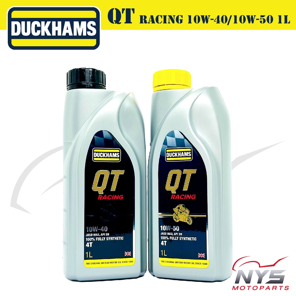 น้ำมันเครื่อง DUCKHAMS QT RACING 10W-40/10W-50 ขนาด1L ดั๊กแฮมส์สังเคราะห์แท้100% FULLY SYNTHETICสำหรับเครื่องยนต์4จังหวะ
