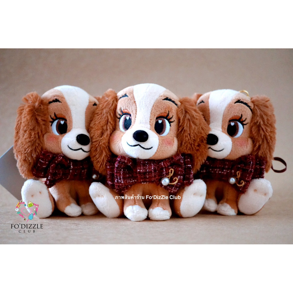 (พร้อมส่งของแท้!) DisneyStore JP “ Lady Plush Keychain Tweed Style. (Lady & the Tramp) พวงกุญแจน้องเลดี้ผูกโบว์ผ้าทวีต