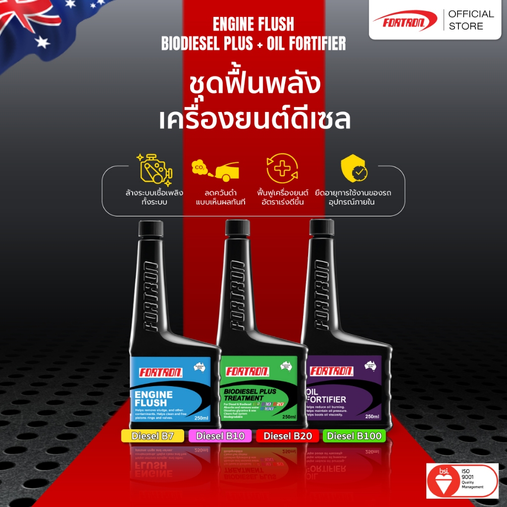 Fortron ชุดฟื้นพลังเครื่องยนต์ ดีเซล (Biodiesel Plus+Oil Fortifier+Engine Flush)