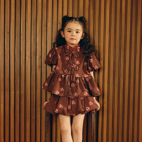 lookbookpetite balloon skort กระโปรงกางเกง ลายดอก สี cocoa blossom