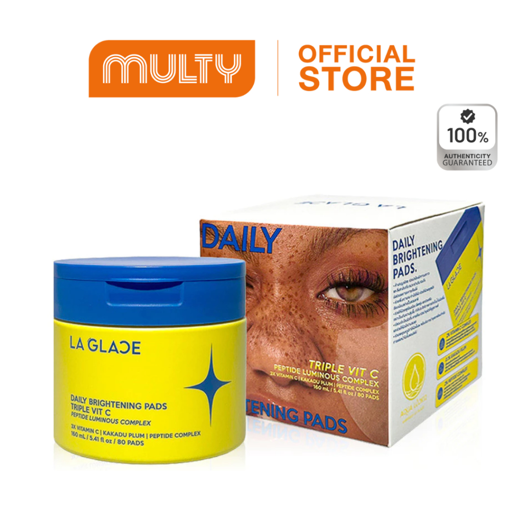 La Glace Daily Brightening Pads Triple Vit C Peptide Luminous Complex 160 ml. สูตรวิตามินซี