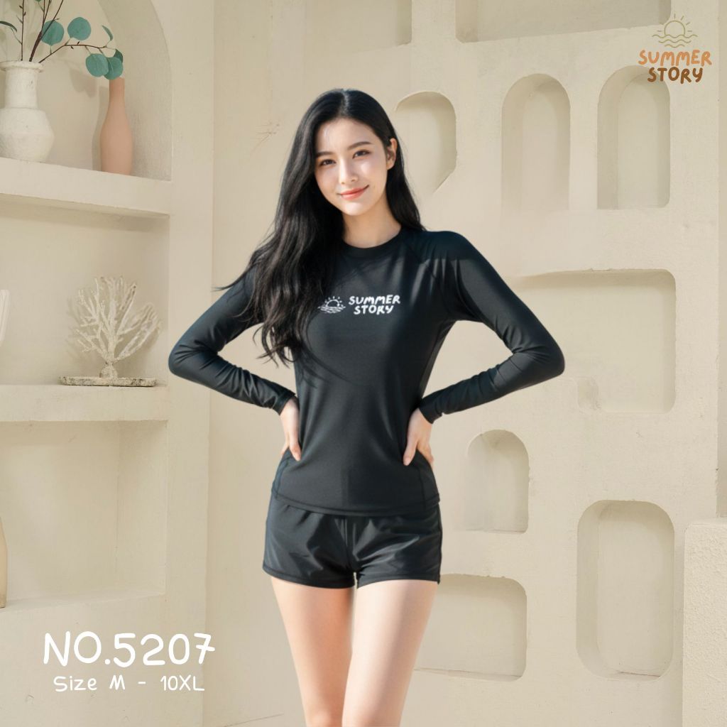 Summer Story 5207 ใส่ได้ถึง 100kg ชุดว่ายน้ําผู้หญิงสาวอวบ ชุดว่ายน้ําสาวอวบ กันUV เป็นยางยืด ใส่สบาย กางเกง2ชั้น ราคา ถูกที่สุด ดีลบีเคเค แกลเลอรีภาพที่ 8