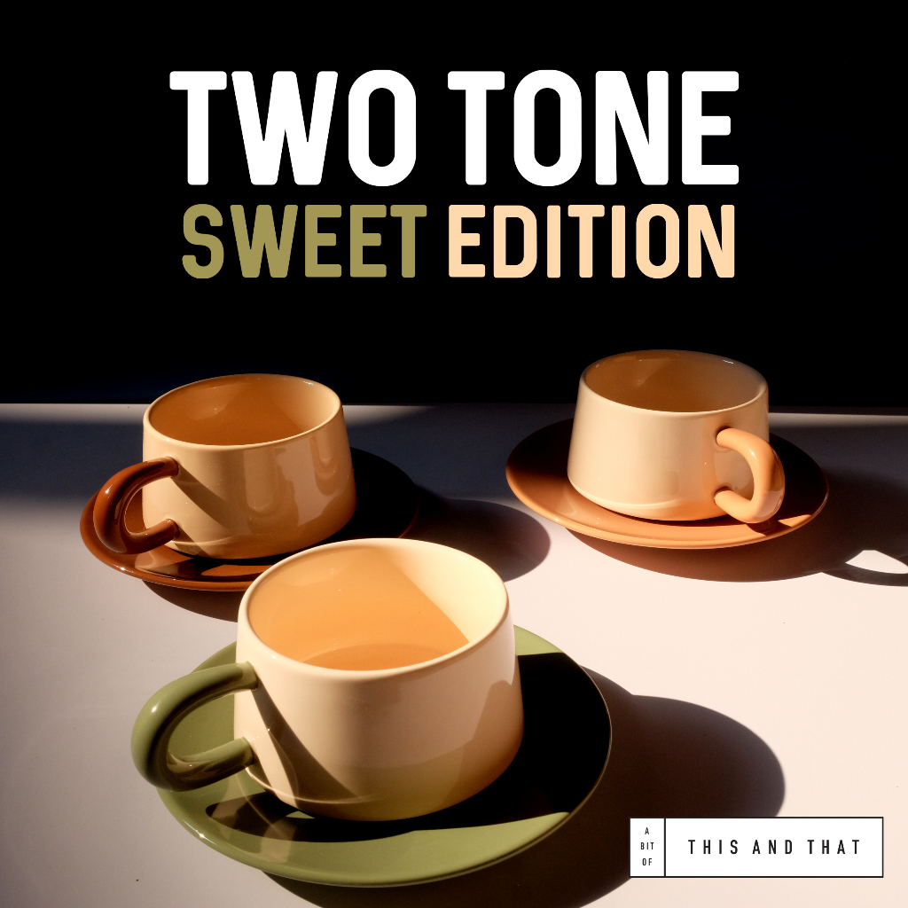 แก้วกาแฟ พร้อมจาน Two tone สไตล์ Nordic