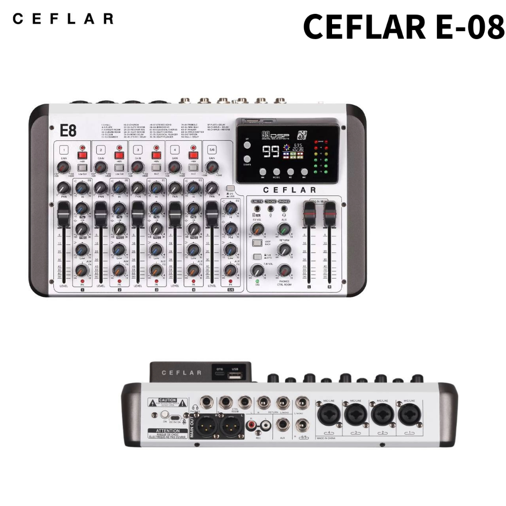 Ceflar E-08 Pro Audio Mixer Sound Card DSP และ Bluetooth ไว้ในเครื่องเดียว