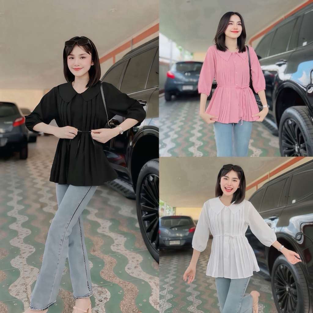 เสื้อคอปกวี Madam look แขนสามส่วน