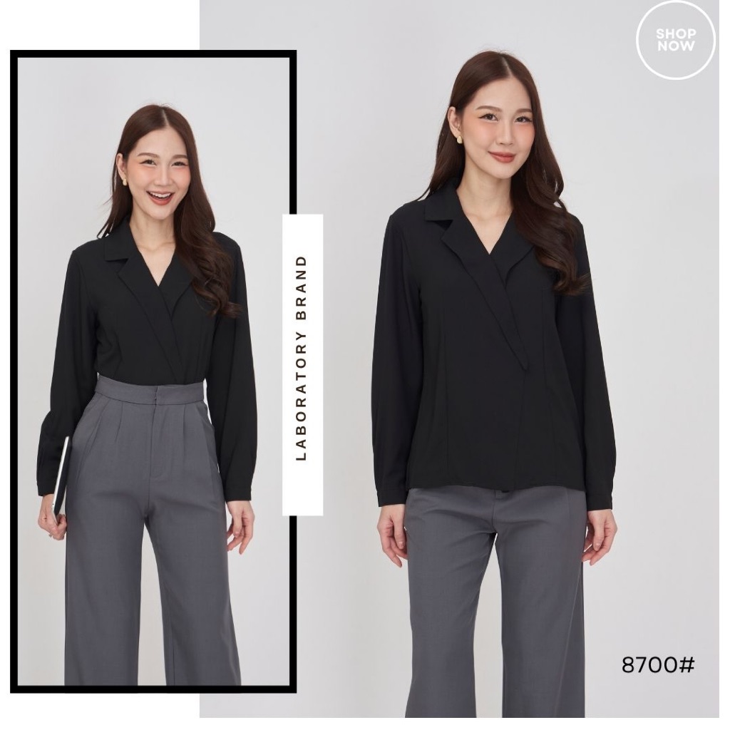 Laboratory 8700# เสื้อคอปกสูทสีพื้นแขนยาว