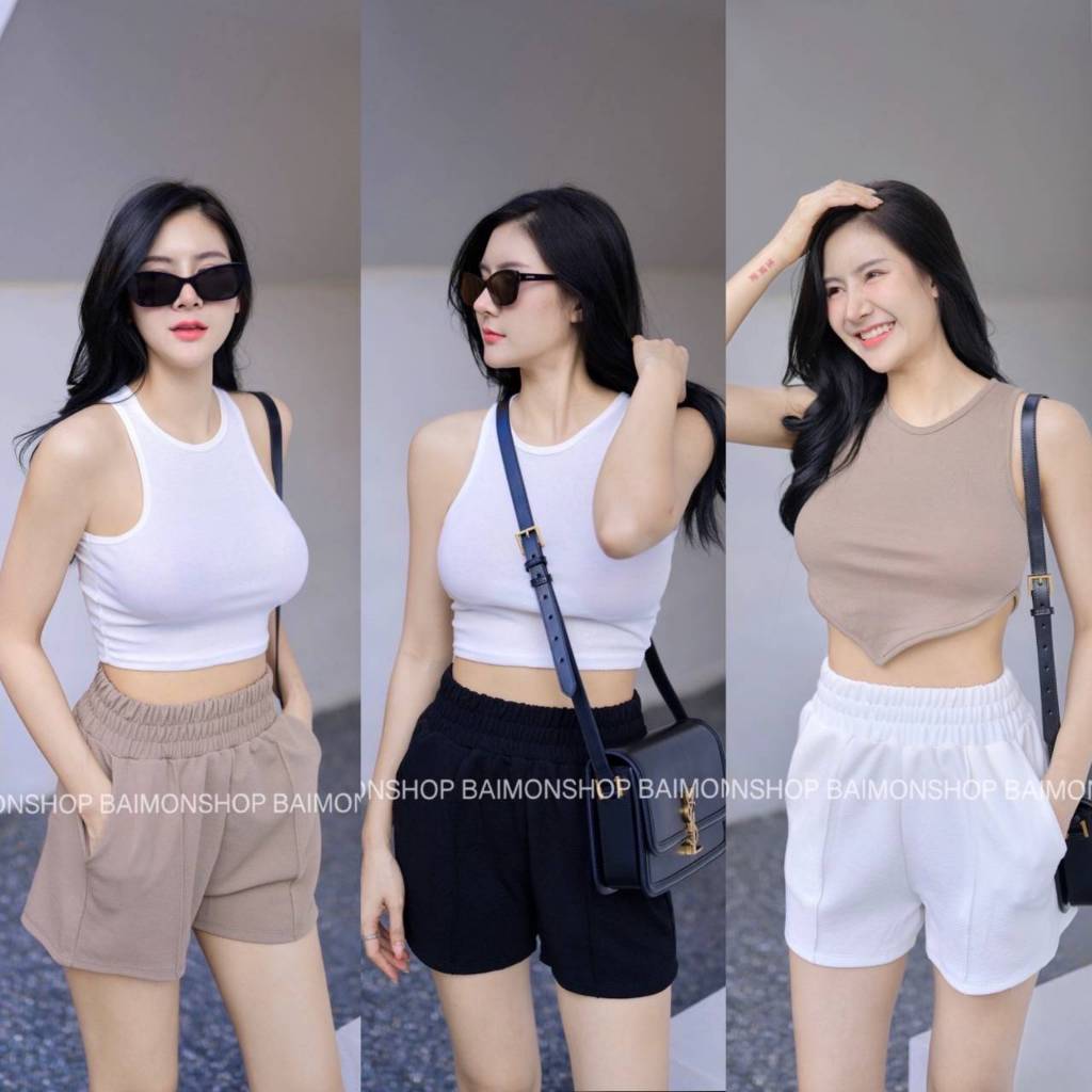 💰 MahahengCloset 💰กางเกงขาสั้นผู้หญิง กางเกงขาสั้นเอวสูง เอวสม็อก🌟 ผ้าวูลเวฟ หนานุ่มสบาย ใส่สวยมาก✨