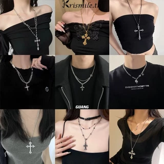 COD-ในไทย💖สร้อยกางเขน ฮิปฮอปโกธิควินเทจ Insสไตล์เกาหลีโซ่ไหปลาร้า สําหรับผู้หญิงและผู้ชาย เครื่องประดับแฟชั่น-Kri