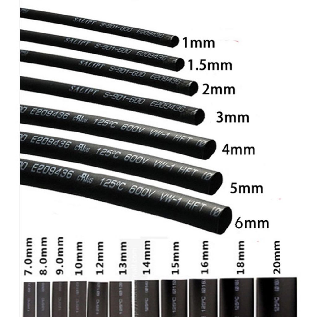 ท่อหดสีดำ 1 1.5 2 2.5 3 4 5 6 8 10มม. ท่อรัดสายไฟฟ้า ปลอกฉนวน ปลอกหุ้มสายไฟ Heat Shrink Tube ท่อหดใช้กับ Connector