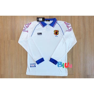 เสื้อฟุตบอลย้อนยุค ทีมชาติ ญี่ปุ่uลายไฟ เยือน Away ปี 1998 (3A) เกรดแฟนบอล โลโก้ปัก ทำเบอร์ชื่อได้ทุกคนบนโลก