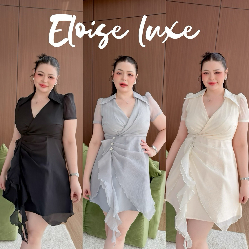 Lady M | Eloise luxe dress plussize เดรสสั้น ผ้าชีฟองสำหรับสาวอวบ ดีไซน์สวยหรู ไฮโซ ใส่ออกงาน ออกเดท ปาร์ตี้ โอกาสพิเศษ