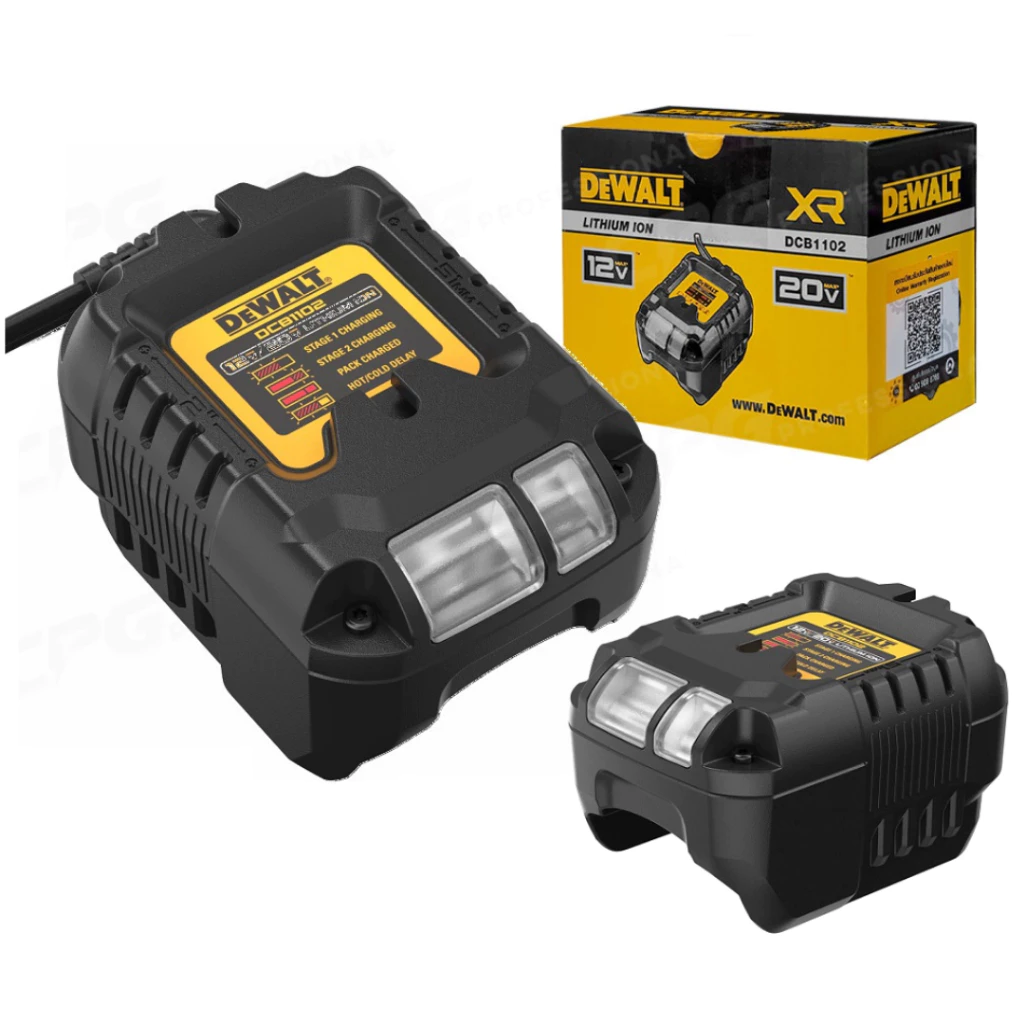DEWALT แท่นชาร์จ รุ่น DCB1102-B1 2A สำหรับแบตเตอรี่ 12V/20V