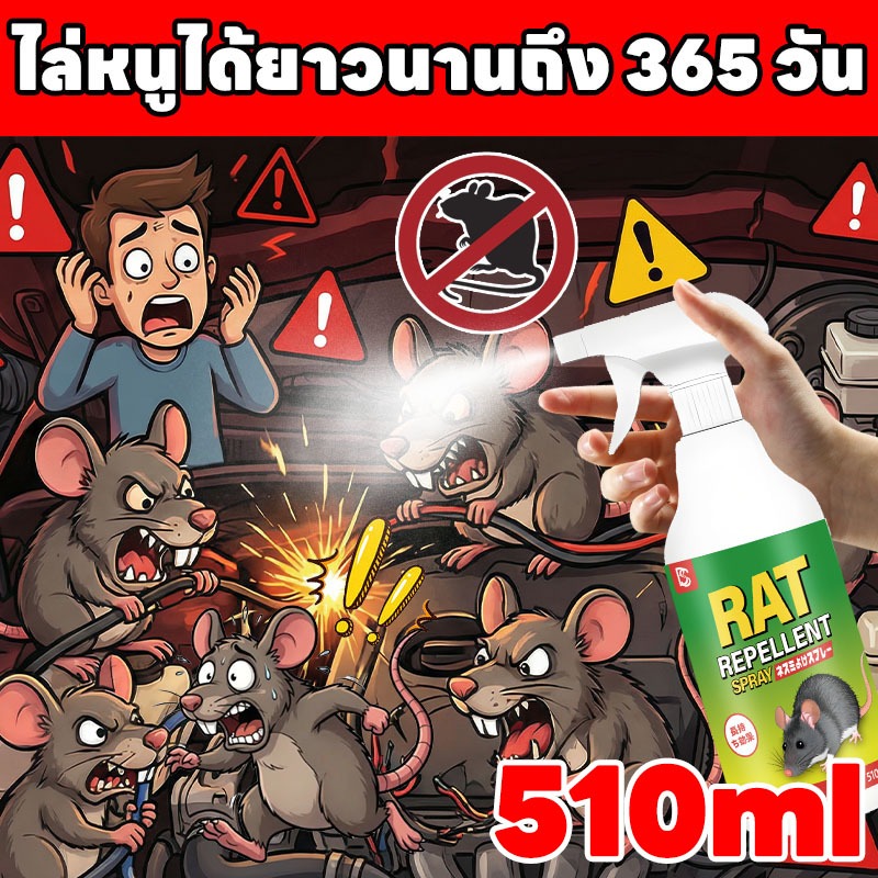 🐭ขับไล่หนูตลอด 365 วัน🐭LY สเปรย์ไล่หนู ยาไล่หนู เจลไล่หนู เหมาะสำหรับรถยนต์ ห้องเครื่อง และใช้ภายในบ้าน 510ml