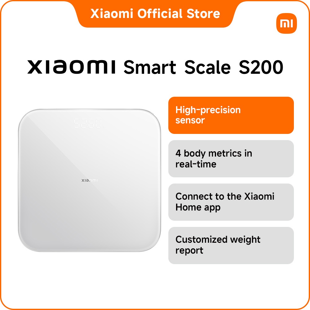 Mi Smart Scale S200｜อ่านค่าได้ 4 ค่าในรอบเดียว｜อายุแบตเตอรี่ยาวนานพิเศษ｜เชื่อมต่อกับแอป Xiaomi Home