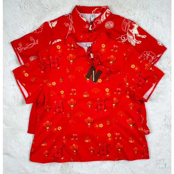 (T945)เสื้อตรุษจีนทรงคอจีนกระดุมแบบที่-1