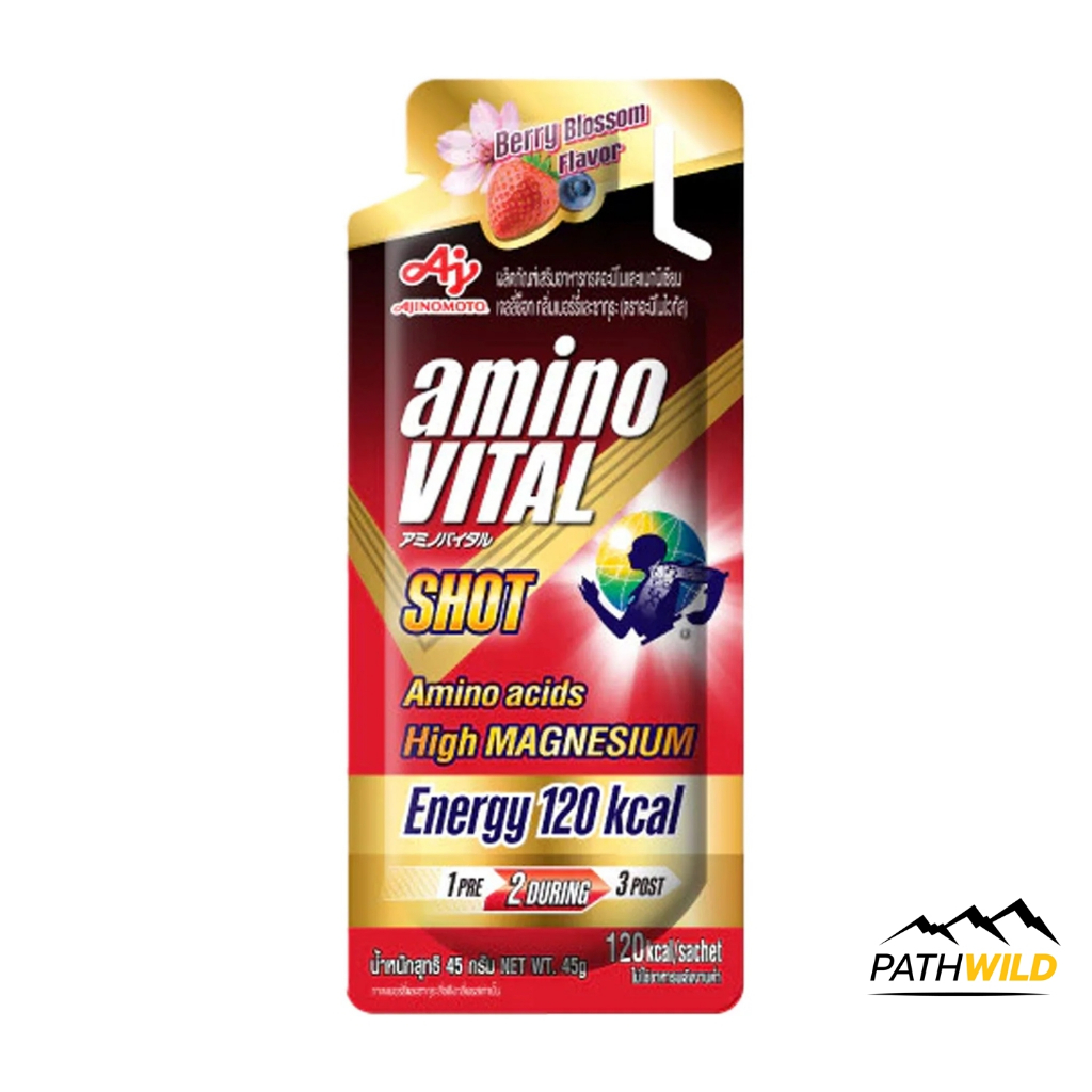 AMINO VITAL SHOT High Magnesium - Berry Blossom เจลให้พลังงานผสมกรดอะมิโนและแมกนีเซียม กลิ่นเบอร์รี่และซากุระ
