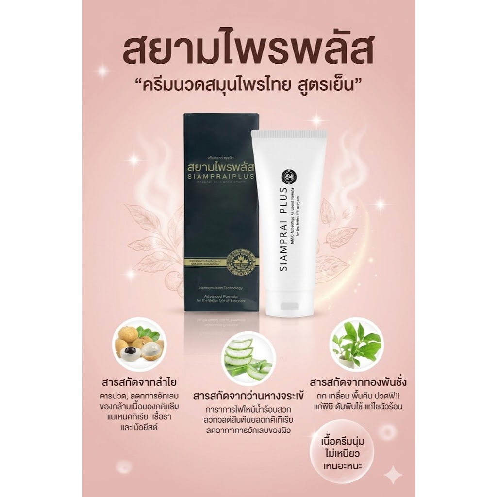 Siamprai Plus Cooling Massage Cream (ครีมนวดสูตรเย็น สยามไพรพลัส)