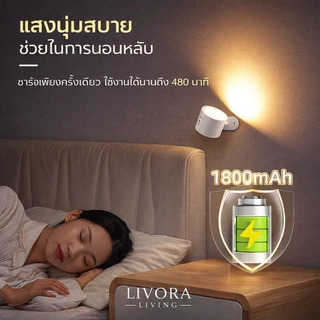 【โคมไฟหัวเตียง】ไฟติดผนังแม่เหล็ก ไร้สาย ชาร์จได้ แสงนุ่ม อ่านหนังสือได้ ไม่ต้องเจาะผนัง