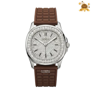 นาฬิกาข้อมือผู้หญิง GENEVA - เจนีวา แท้ รหัส GG241 หน้าปัดเพชร สายซิลิโคน มีหลายสี