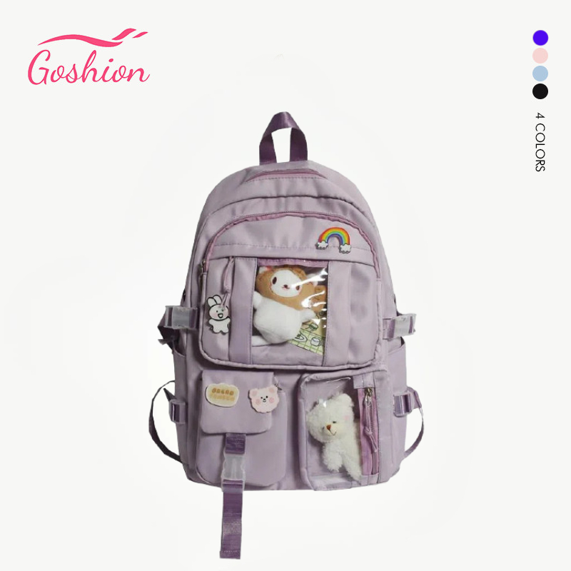Goshion สไตล์ญี่ปุ่น INS ความจุขนาดใหญ่กระเป๋าเป้สะพายหลังผู้หญิงแฟชั่นกระเป๋านักเรียนการ์ตูน