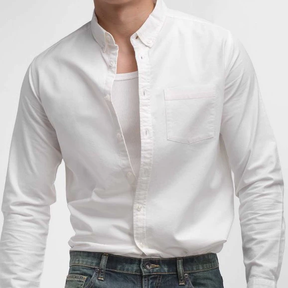 era-won เสื้อเชิ้ต ทรงปกติ Oxford Shirt แขนยาว คอปก สี Off White