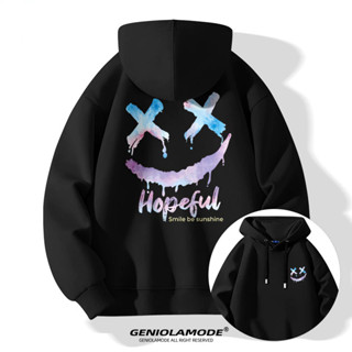 เสื้อกันหนาว มีฮู้ด เสื้อฮู้ด ผ้าแคชเมียร์ ปีศาจหน้ายิ้ม สไต…