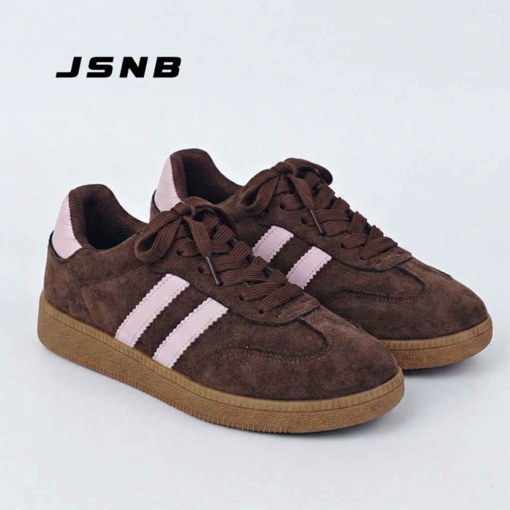 JSNB รองเท้าผ้าใบแฟชั่นผู้หญิง หนังกลับ น้ำหนักเบา นุ่มและกันลื่น