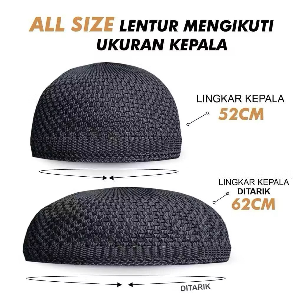 หมวกถัก กะปีเยาะมุสลิมชาย ใส่สบาย ฟรีไซร์