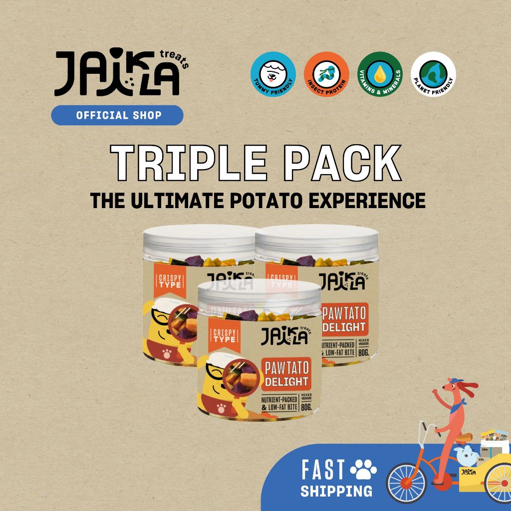 [3 Packs] JAIKLA Pawtato CRUNCHY COMBO ขนมมันญี่ปุ่นทอดสูญญากาศ (80g)