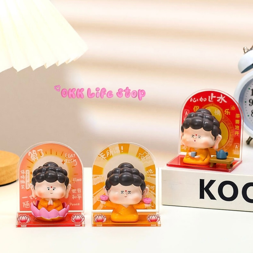 OKK Life Stop(A062)*พร้อมส่งในไทย*โมเดลฟิคเกอร์พระพุทธเจ้าน้อย ตกแต่งโต๊ะทำงานเสริมดวงเสริมมงคล ของขวัญสายมูน่ารักๆ