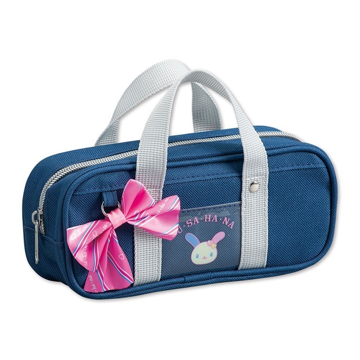 mini school bag us blue น้ำเงินเข้ม กล่องดินสอสไตล์กระเป๋านักเรียน (Usahana) วัสดุ โพลีเอสเตอร์ ไนลอ