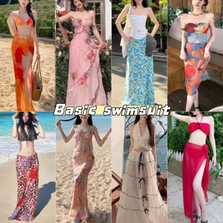 🧡Basic swimsuit💛 แฟชั่น เดรสชายหาด เดรสยาว ลายดอกไม้ หลากหลายสไตล์ จัดส่งรวดเร็ว