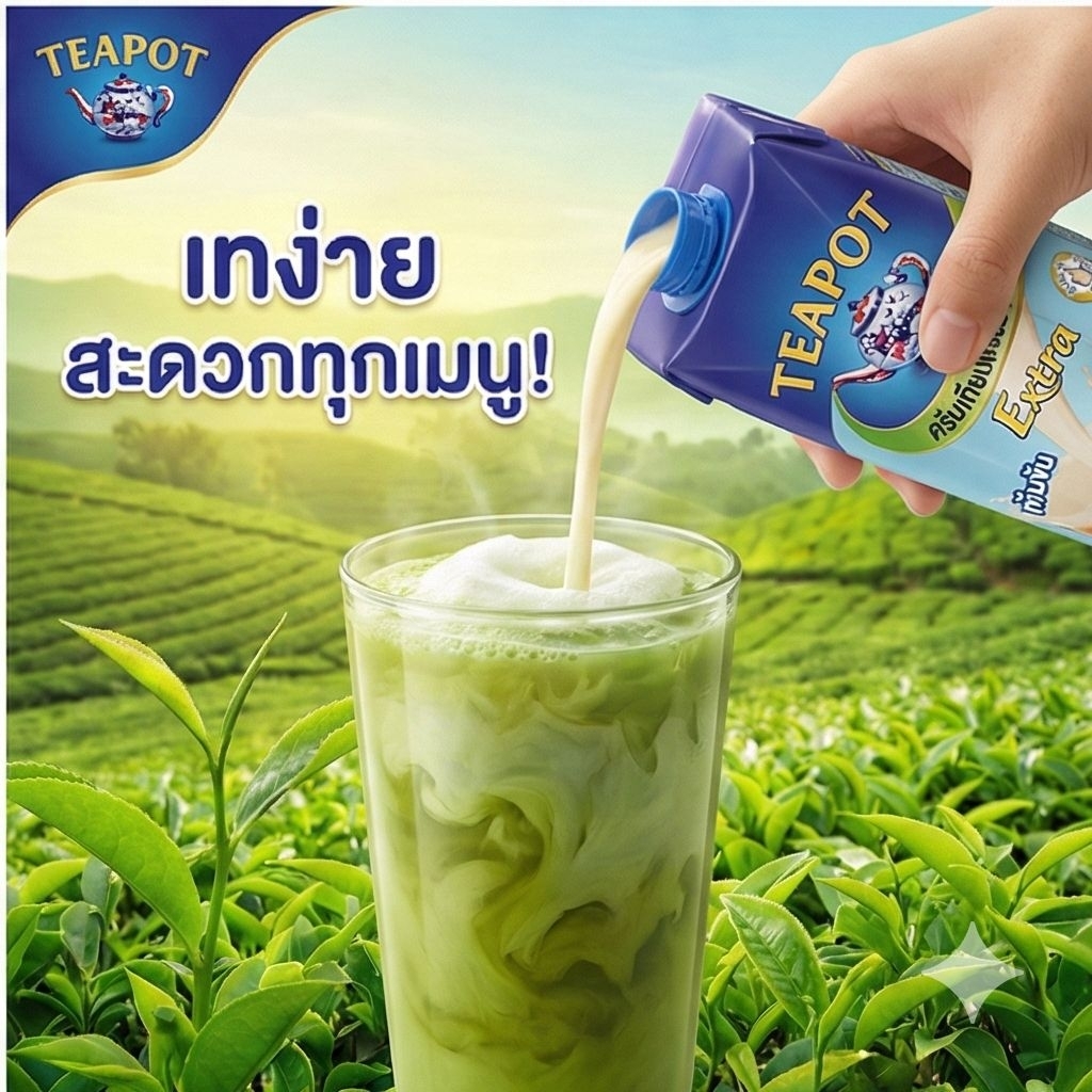 TeaPotExtra ทีพอท เอ็กซ์ตร้า นมข้นจืด ขนาด 1000 มล.×12 กล่อง.(ยกลัง). ราคา ถูกที่สุด ดีลบีเคเค แกลเลอรีภาพที่ 7