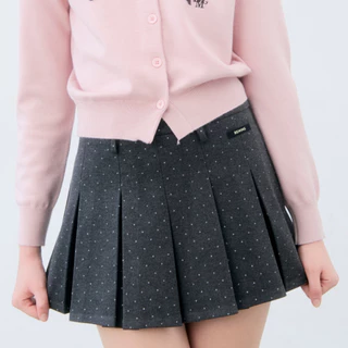 Bemingskirt078(XS-4XL)-Zala Skirt - กระโปรงพลีทลายจุด ดีไซน์เรียบร้อย ใส่แล้วได้ลุคสุภาพดูดี