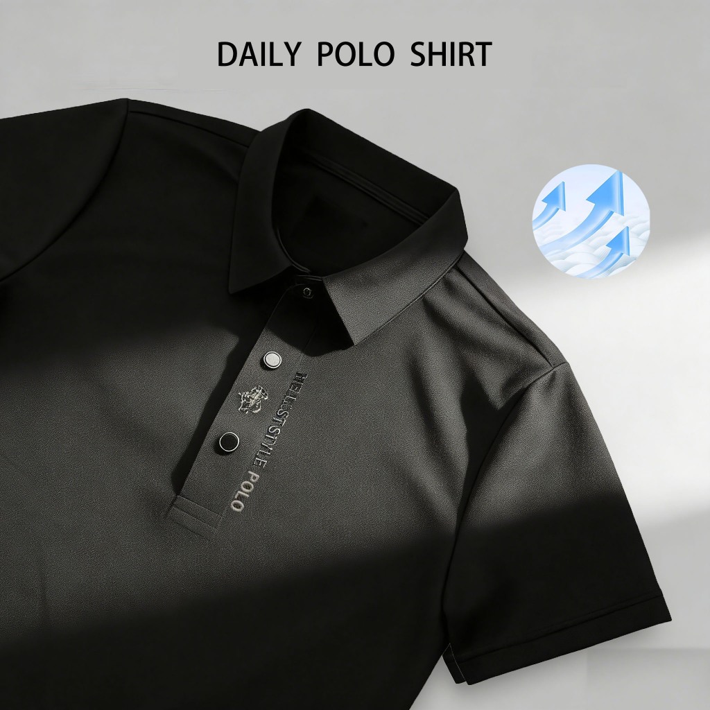 เสื้อโปโลผู้ชาย เสื้อโปโลคอปก Polo Shirt แห้งเร็ว แขนสั้น ระบายอากาศได้ดี ติดกระดุม เข้ารูป