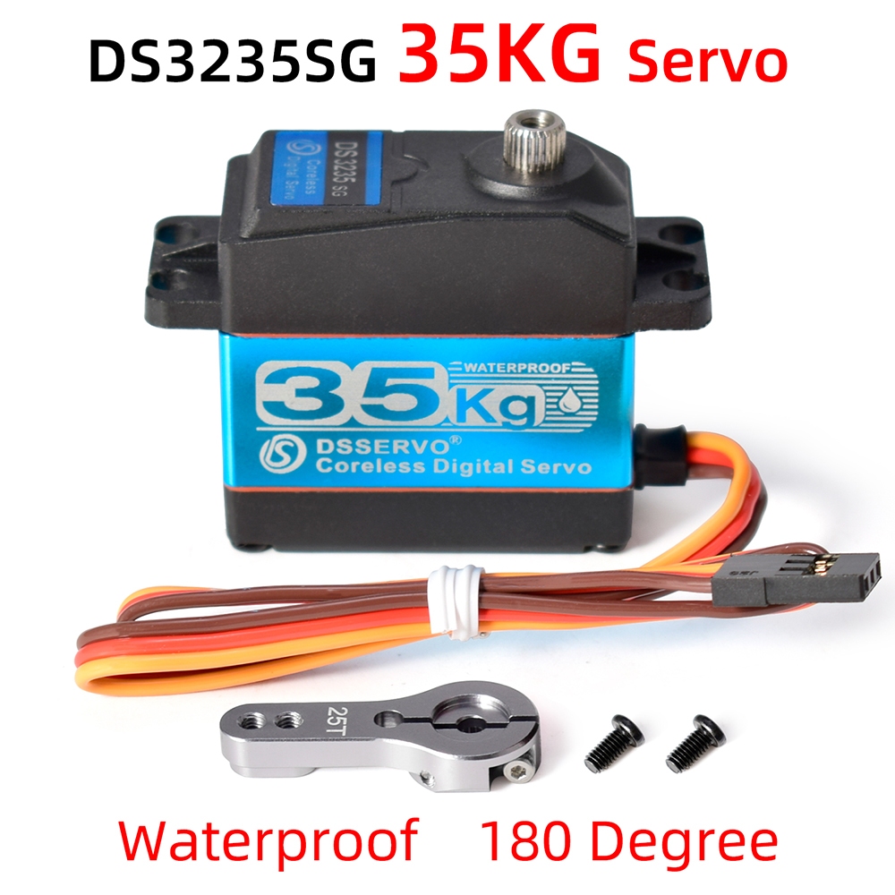 DSservo กันน้ำ Servo แรงบิด 35KG มุม 180/270 องศา Servo ดิจิตอลเกียร์โลหะ พร้อมแขนโลหะสำหรับรถ RC 1:8 1:10 1:12 แ