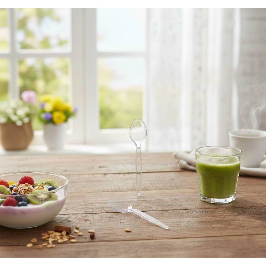 (FN-LB-0001)ช้อนส้อมยาวไฮโซ LB แพ็ค 100 ชิ้น มี 4 สี (ใส/ขาว/ดำ/เขียว) คุณภาพดี ตรา LB ชุดช้อนส้อมพล