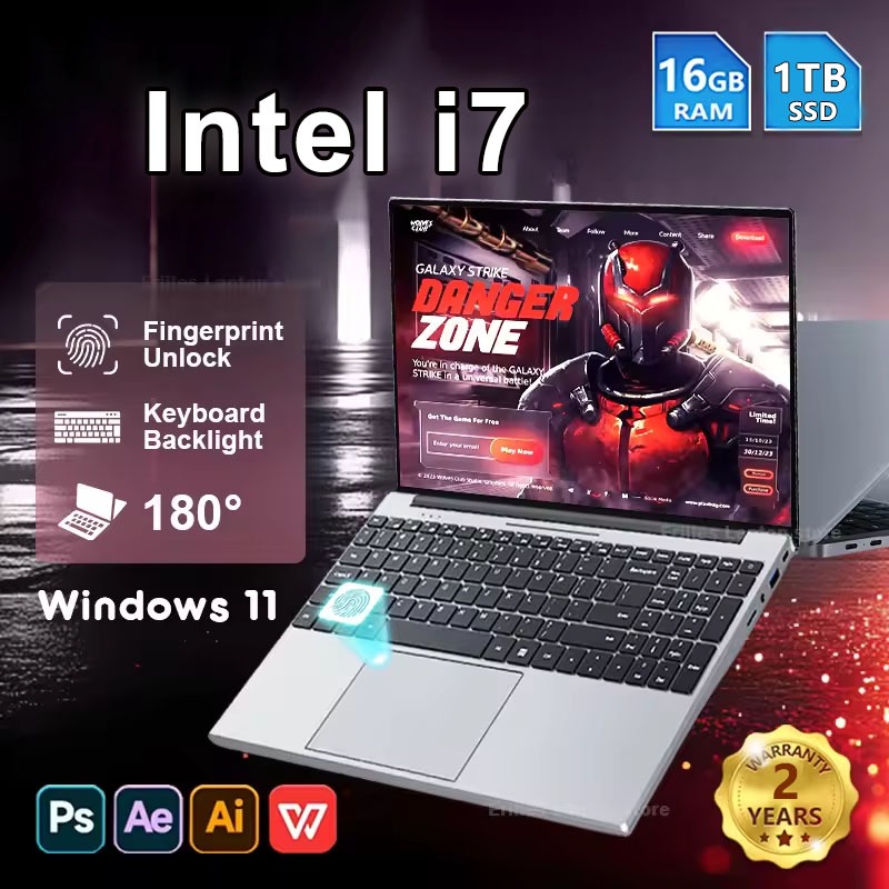โน๊ตบุ๊ค lenovo ASUS Laptop 15.6 Inch HD แล็ปท็อป Windows 11 Intel i7 16GB+1TB RAM แบตเตอรี่ 5000mAh