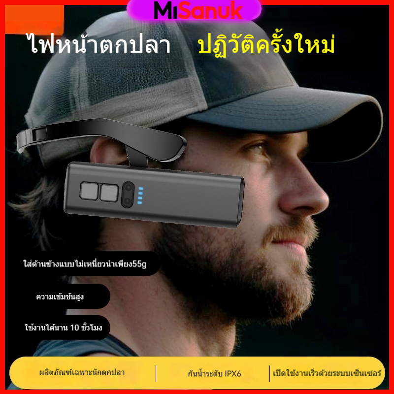 ชาร์จไฟได้ IPX4 กันน้ำ โดร์ไฟฉายคาดหัวแบบหนีบหู พกพาสะดวก 1800mAh ไฟฉายคาดหัวแท้ USB ชาร ปรับมุมได้ 360° ไฟฉายคาดหัว