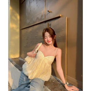 BY IRA (2026-108) Charlotte Top เสื้อลูกไม้มีสไตล์ - เสื้อลูกไม้ ทรงบอลลูน สายปรับได้