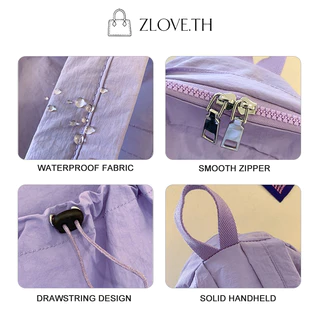 ZLOVE กระเป๋านักเรียน กระเป๋าเป้สะพายหลังสำหรับสาว กระเป๋าเป้ของสาวๆ สีทึบ สไตล์วันหยุดลำลอง ความจุเยอะ