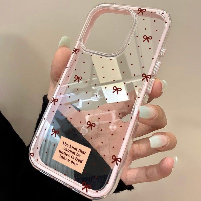 สินค้าพร้อมส่ง! เคสโปร่งแสงลายโบว์3สี เคส iPhone 17 Pro Max 16 15 14 12 11 Trendสไตล์เรียบ สไตล์โดดเด่น