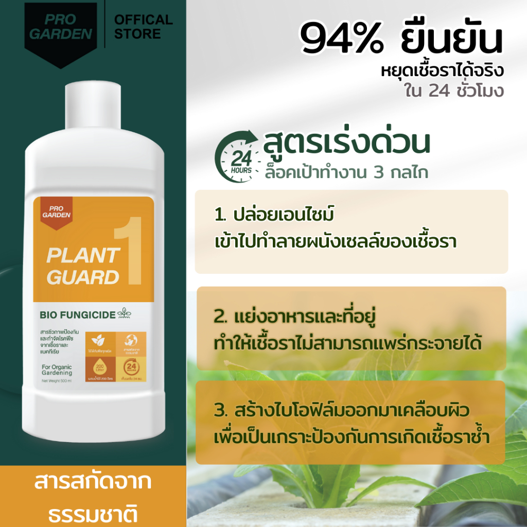 ราน้ำ 2 + เร่งราก 1 ProGarden ป้องกันและกำจัดโรคที่เกิดจากเชื้อรา - แบคทีเรีย สารสกัดจากธรรมชาติ - รูปที่ 2