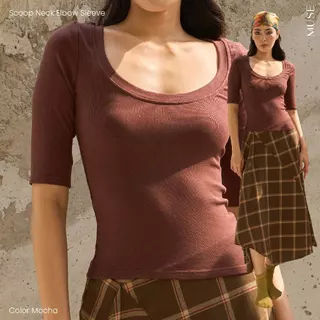 MUSE - Scoop Neck Elbow Sleeve Top