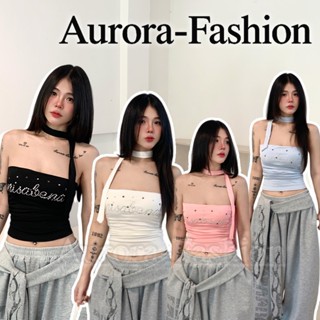Aurora🛒พร้อมส่ง🚚(รูปถ่ายจากงานจริง) เสื้อครอปเปิดไหล่ฤดูร้อน…