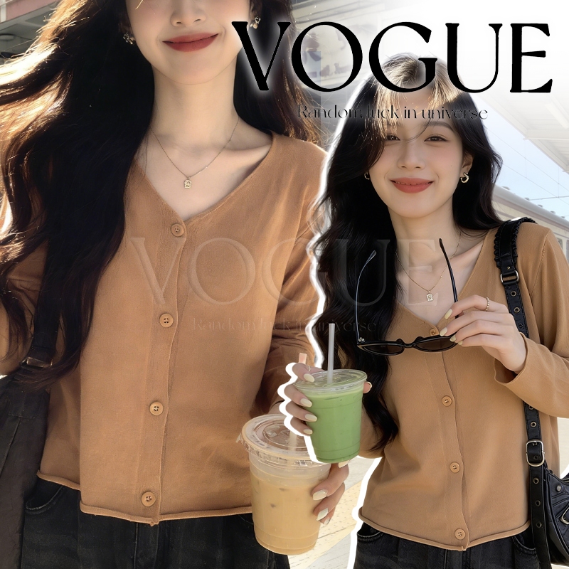 Vogue​🌟​พร้อมส่ง​🌟 เสื้อไหมพรมแขนยาวผู้หญิง ผ้านุ่มสบาย สไตล์เกาหลี (7940) -C