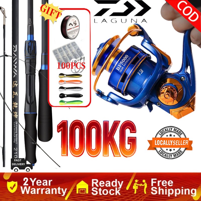 daiwa เเบ็ดตกปลาครบชุด 1.8 ม.2.1 ม.ชุดเบ็ดตกปลา รอกเบสพร้อม รอกสปินนิ่ง ขนาด รอกสปิน ตกปลา อุปกรณ์ รอกตกปลา รอก ตกปลา คั