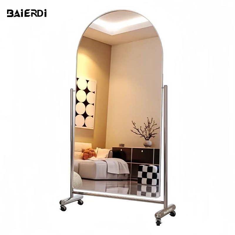 BAIERDI MALL กระจกเต็มตัว ระดับไฮเอนด์ กระจก 165*55CM เคลื่อนย้ายได้ กระจกยาว การถ่ายภาพ HD มุมปรับไ