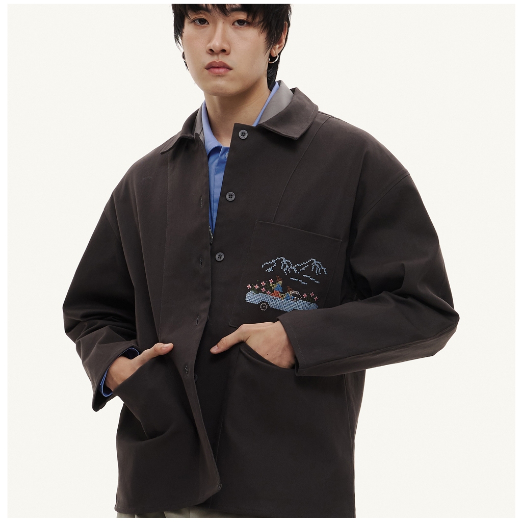 FOREVER BLOOM JACKET ( CHOCOLATE ) - เสื้อคลุมทรงหลวม